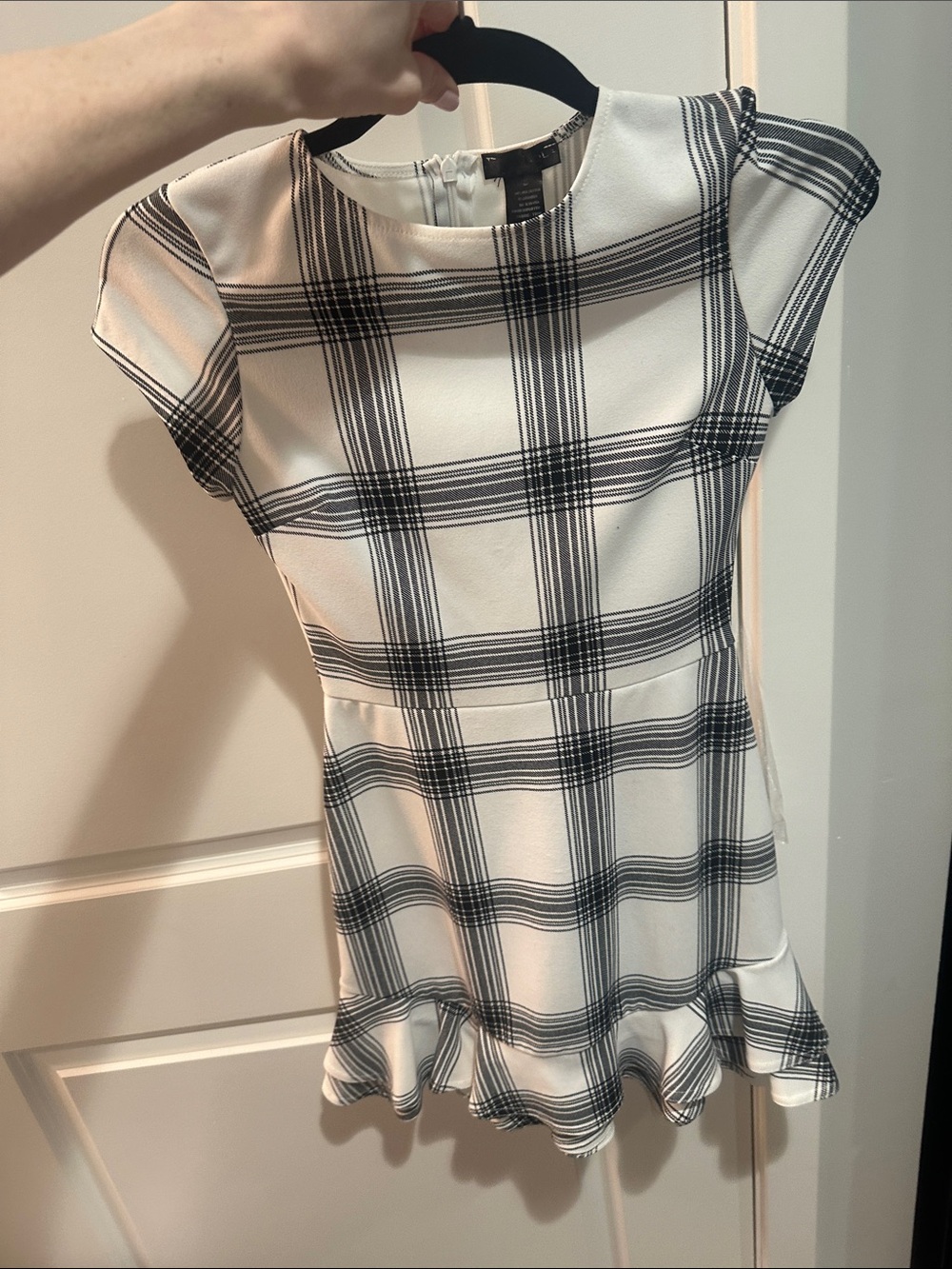 Aqua White and Black Plaid Mini Dress